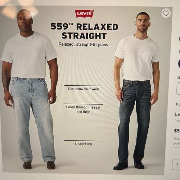 Mens 559 Relaxed Straight Fit Jeans Size 38 x 32 - Picture 4 of 5